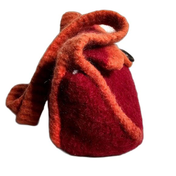Handmade Small Wool Felted Purse in Red & Rust Could be Vintage Cute! - Picture 3 of 10